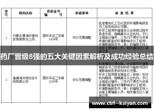 药厂晋级8强的五大关键因素解析及成功经验总结 药厂晋级8强的五大关键因素解析及成功经验总结